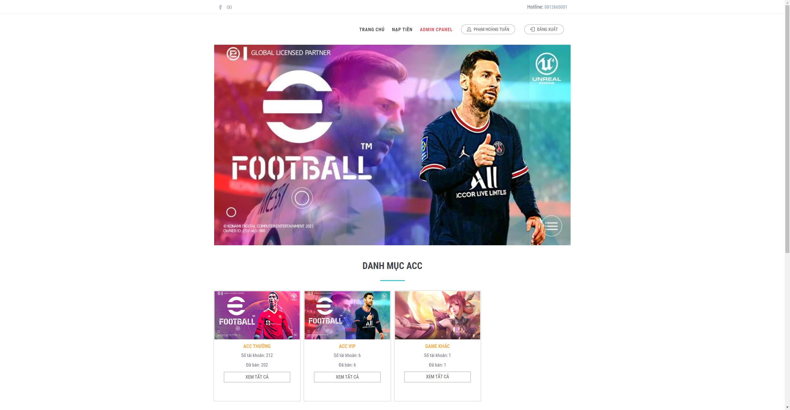  MÃ NGUỒN BÁN ACC LIÊN QUÂN, NGỌC RỒNG, FREE FIRE AUTO NẠP - Hùng Huy